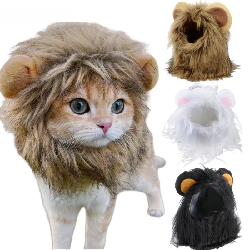 Lion Mane Cat New Cute Wig Hat for Dogs and Cats Small Dog Pet Cat Decoration Accessories Lion Wig Fancy Hair Cap Pet Supplies