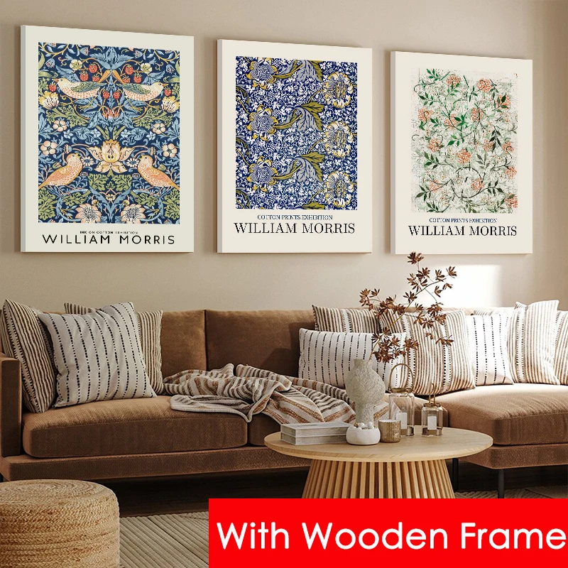 Framed Vintage Nordic Flower Market Posters William Morris Wall Art Canvas Painting Print Pictures Modern Living Room Home Decor