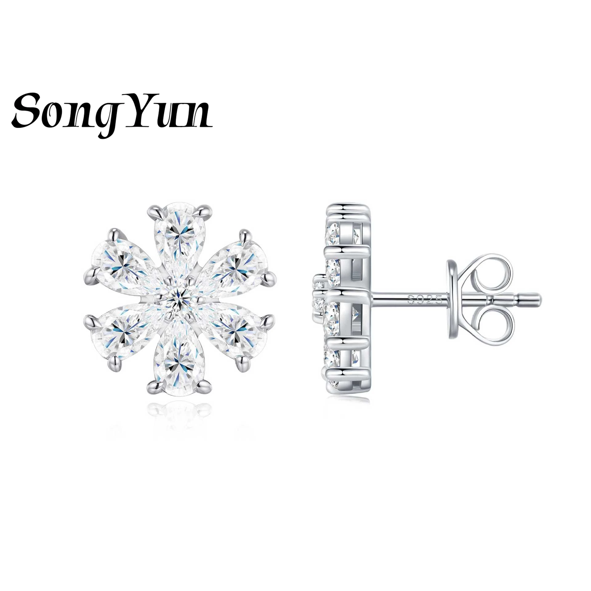 

SONGYUN Luxury Jewelry 925 Sterling Silver Earrings Moissanite Diamond Huggie Fashion Women Rhodium Plated SYT Patent Earring