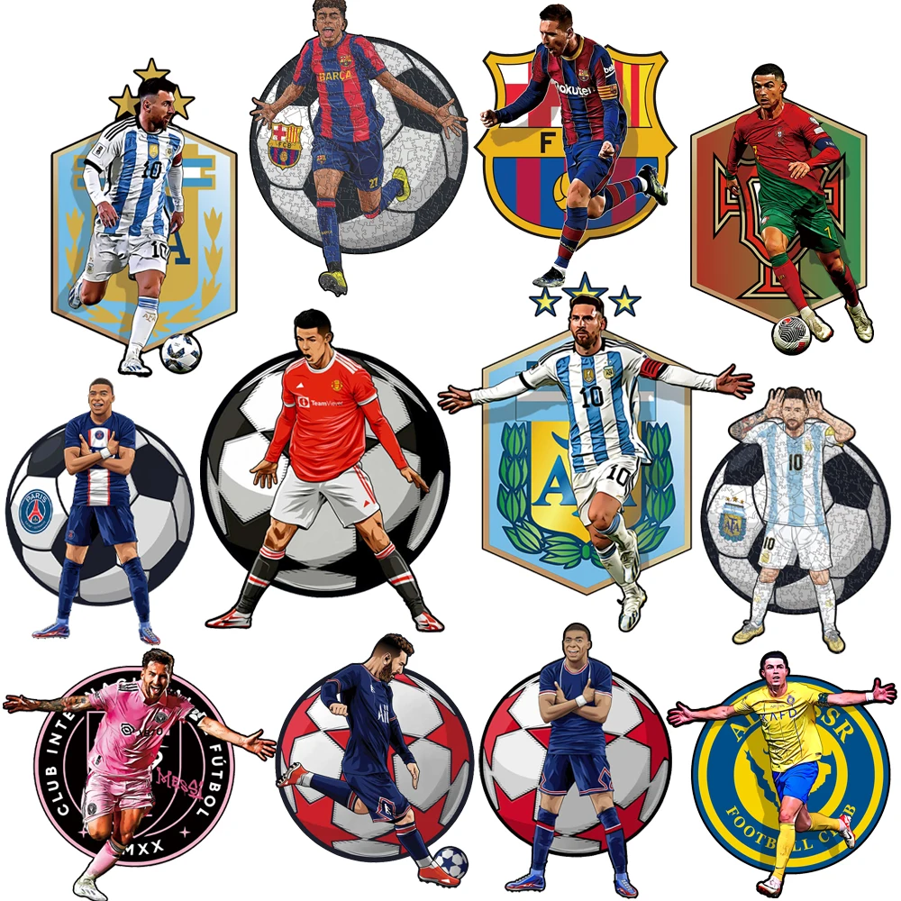 لغز لاعب كرة القدم الخشبي لمحبي كرة القدم الرياضة ستار الخشب بانوراما الصعوبة المتقدمة A3 A4 حجم الألغاز #1