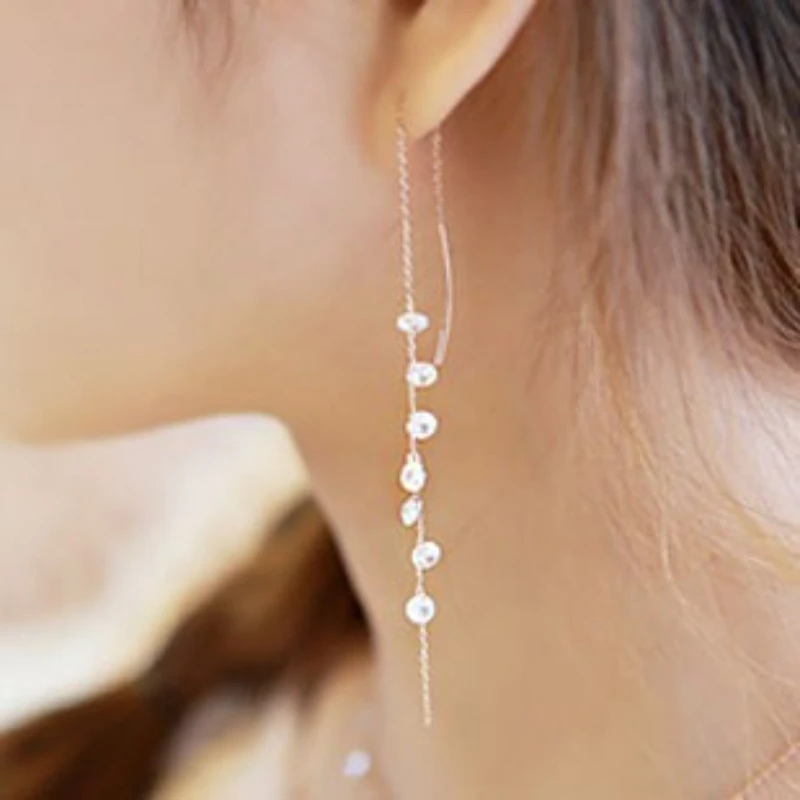 رائجة البيع 925 فضة أقراط زركونيا النسخة الكورية هدية عصرية فاخرة أنيقة الأذن الحلي للنساء #4