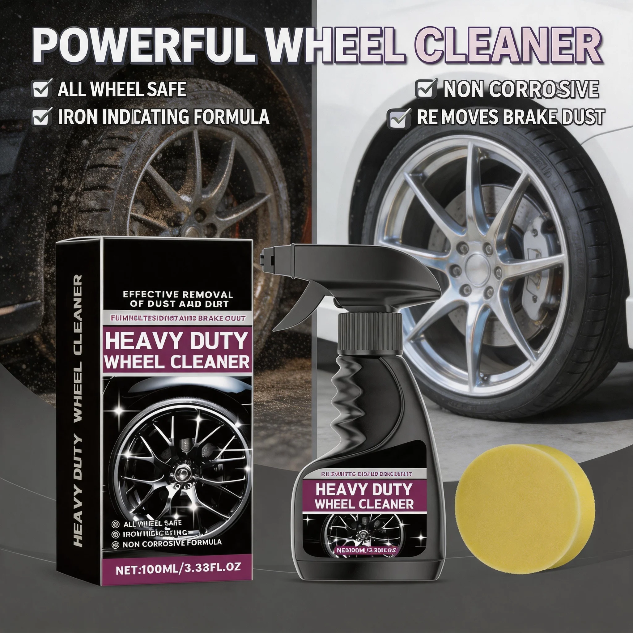 

Auto Detailing Rim Cleaner Spray 100ml Long Lasting Car Wheel Tire Cleaner Polishing Tire Cleaning Tools for Auto Rim Care