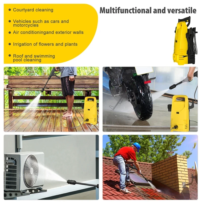 Electric High Pressure Washer,Portable Power Washer with Spray Gun &1-180°Adjustable Nozzle ,for Cars,Patios and Floor Cleaning