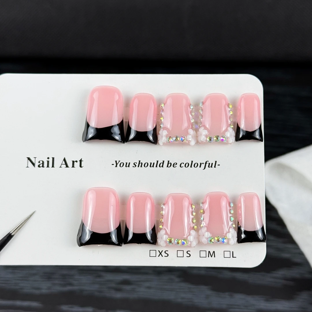 10pcs High-End Simple and Pure Sensual Style, Hand-Painted Three-Dimensional Patterns, Dazzling Point-of-Light Diamonds Handmade