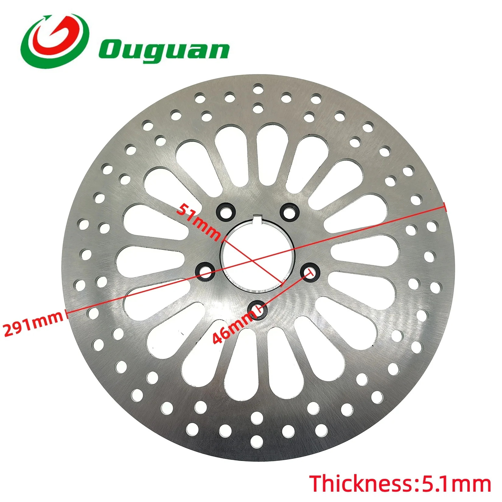 

ouguan 291mm for Harley 1984-2013 Touring Sportster Softail Fatboy Dyna Road King Glide XL883 XL1200 Rear Brake Disc Pad