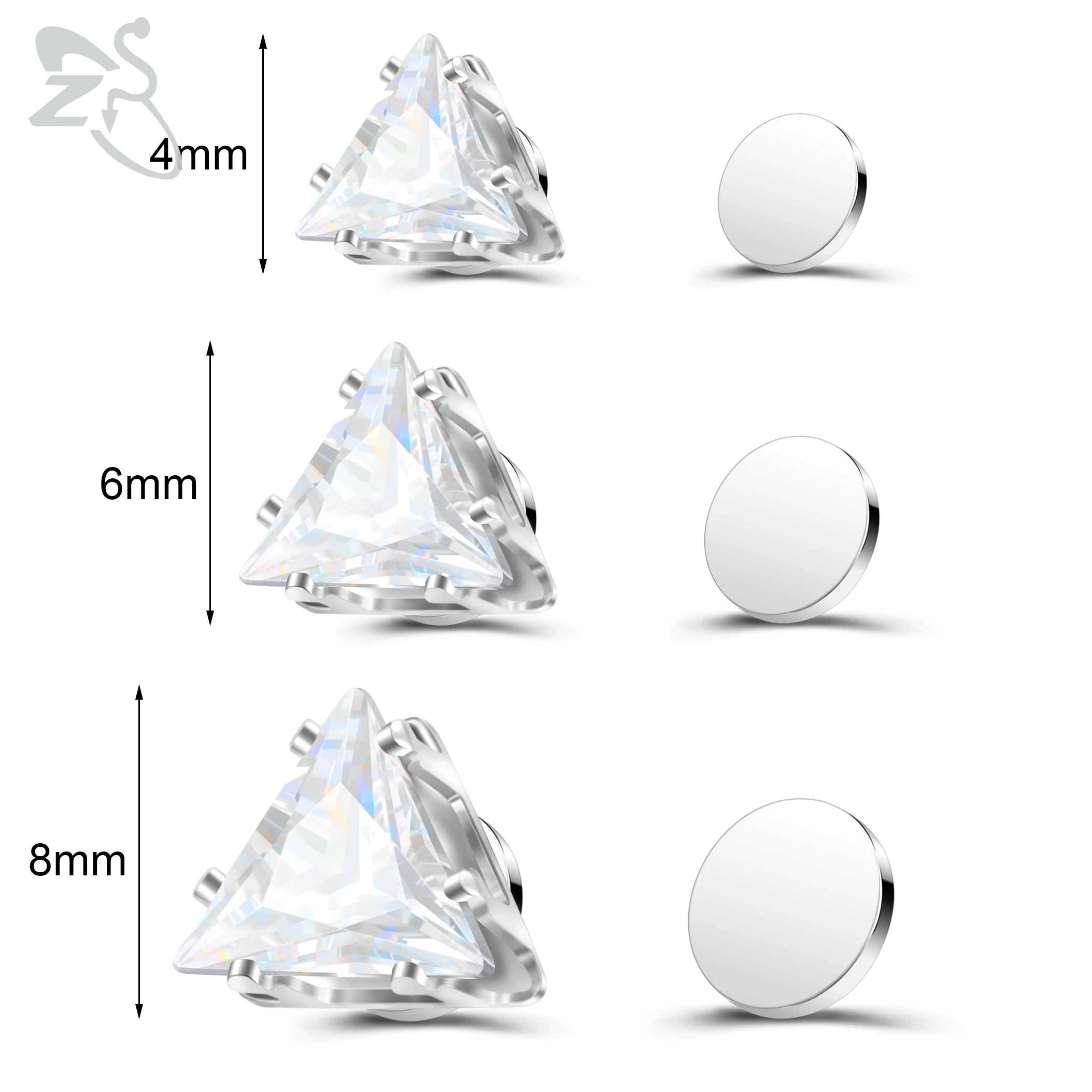 ZS 1 Stück magnetische Clip-on-Ohrringe, Stern-Herzform, CZ-Kristall-Ohrclip, kein Piercing, Ohrstecker, kein durchbohrter Ohrring-Schmuck, 4–8 mm – Detail 11