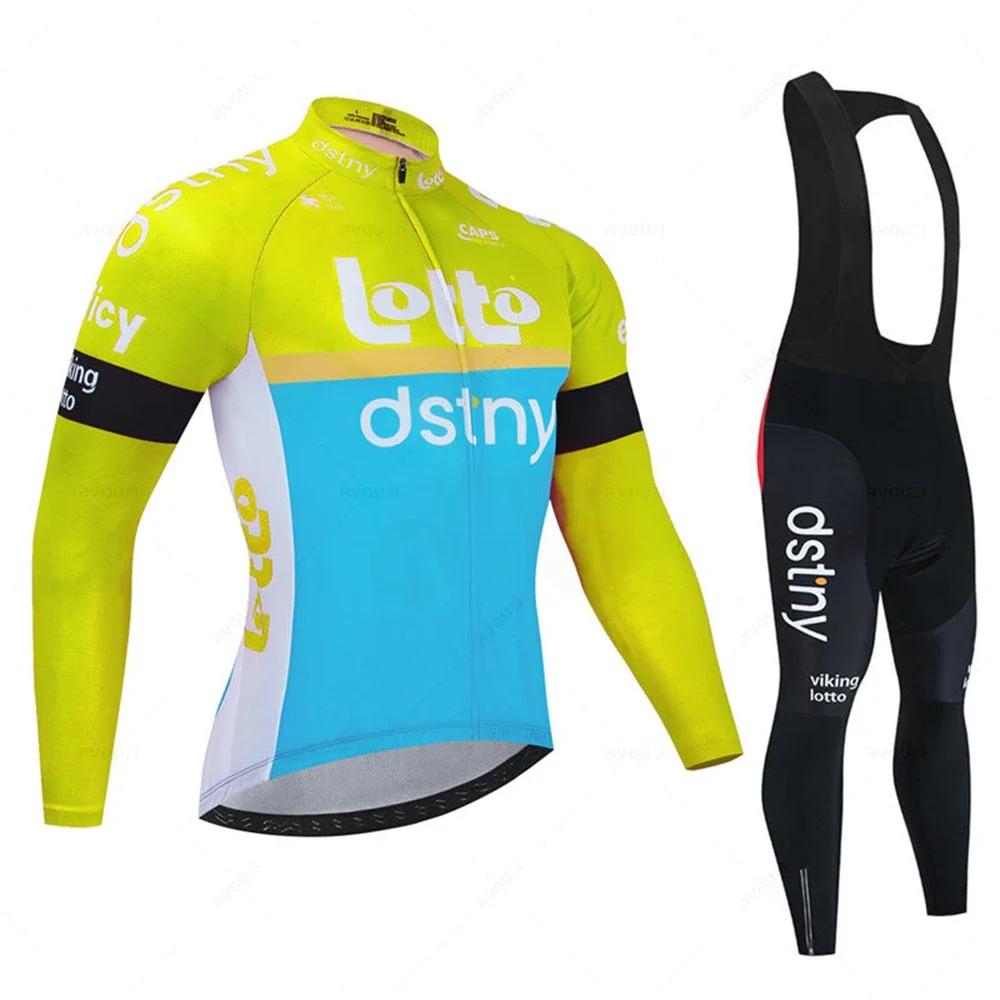 Lotto Pro Autumn Cycling Jersey Set Men Long Sleeve Bike Clothing MTB Uniform Maillot Ropa De Ciclismo Sports Bicycle Bib Pants