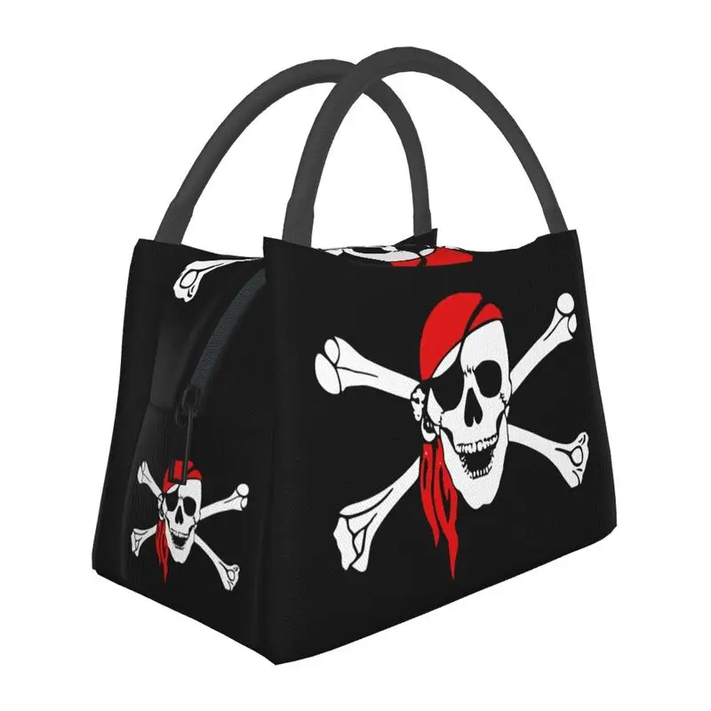 

Jolly Roger Skull Cross Bones Pirate Flag Insulated Lunch Bags for Women Thermal Cooler Food Lunch Box Outdoor Camping Travel