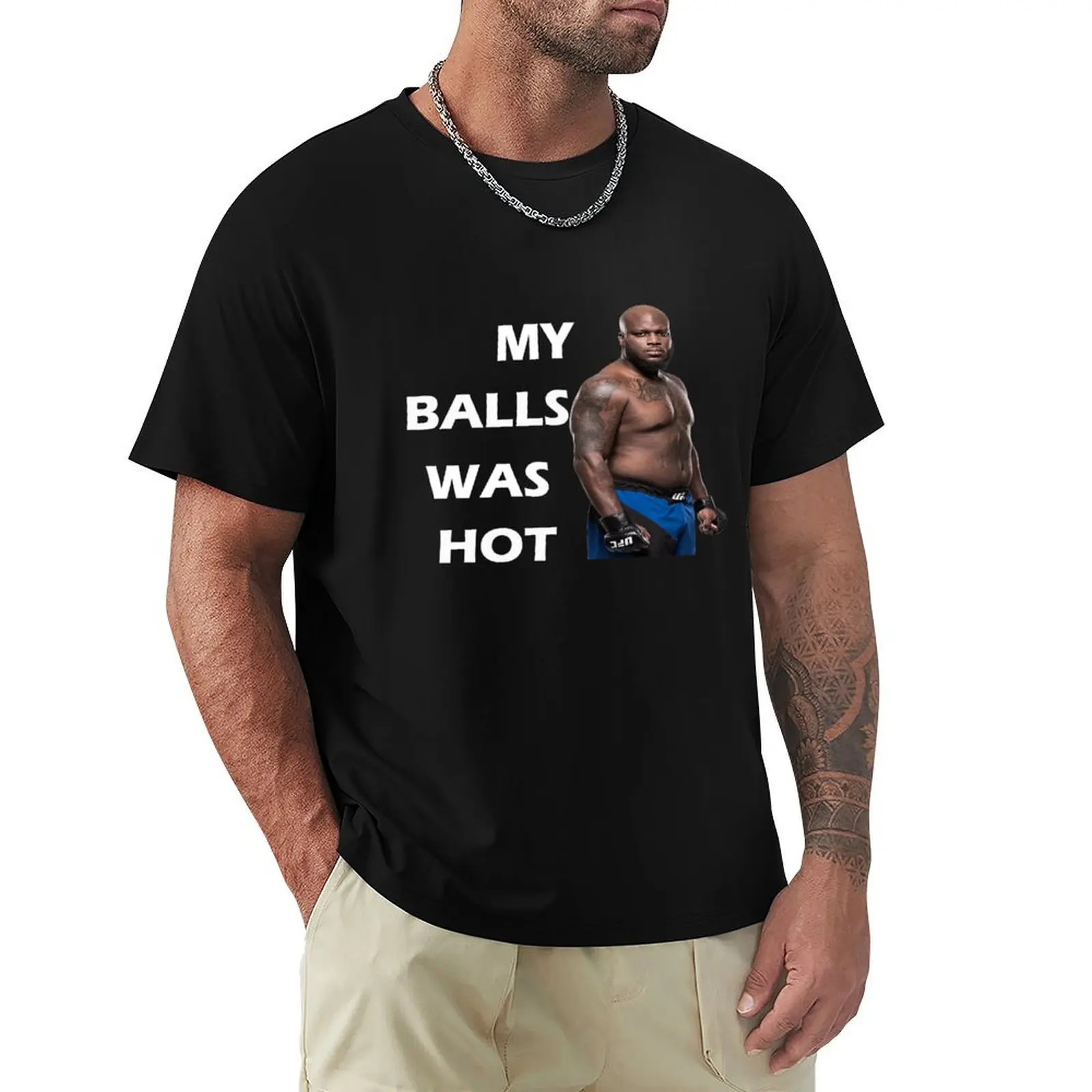 MY BALLS WAS HOT,Derrick Lewis The Black Beast T-Shirt Work Basic Short Sleeve Top