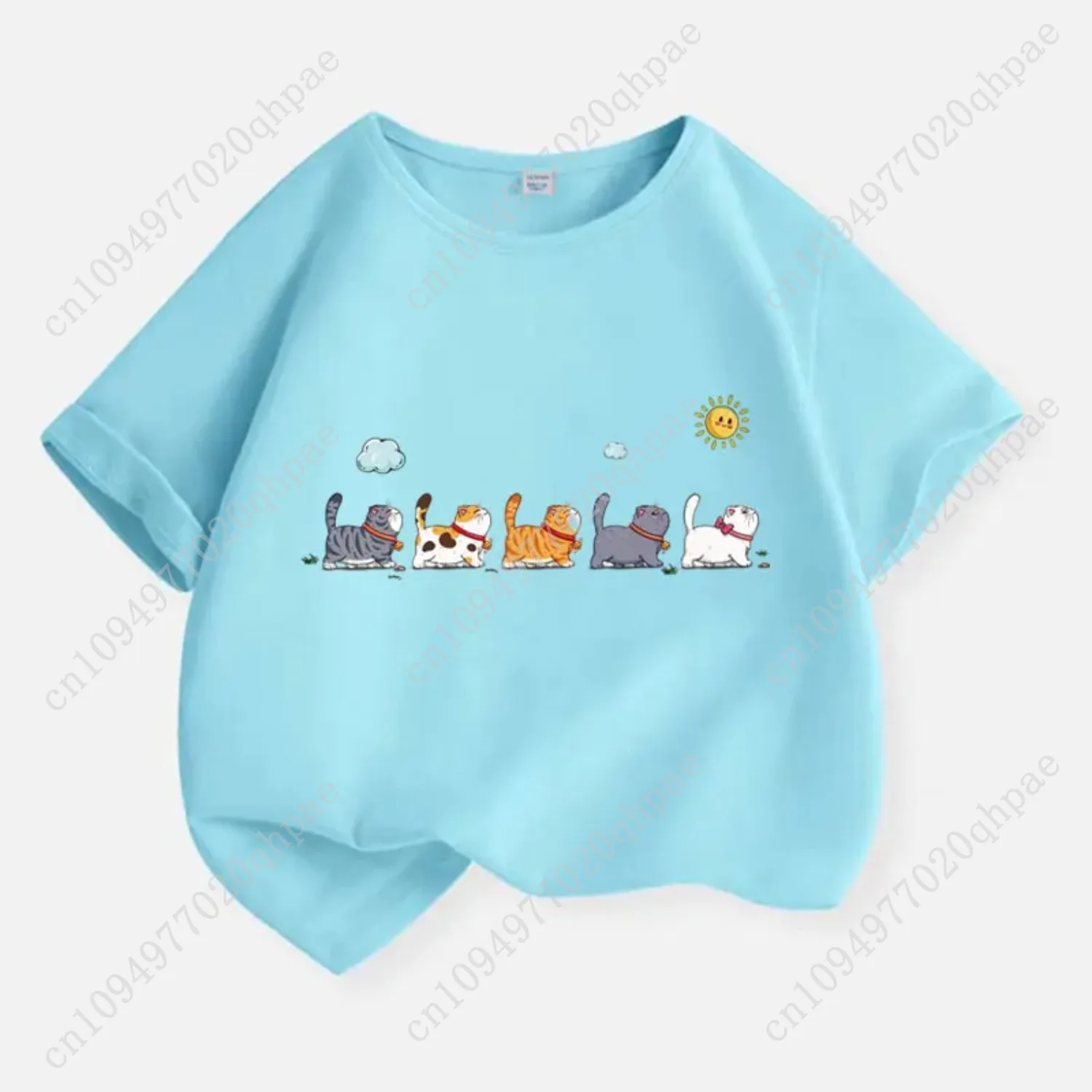 القط الأسرة تي شيرت للبنين القطن الاطفال تي شيرت الكرتون الأطفال ملابس كاجوال في سن المراهقة بيبي بوي الصيف بلايز 6 8 10 12 سنة #4