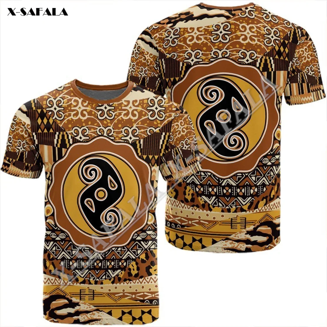 Africa Culture Adinkra Sankofa  3D Print Slim Men T-Shirts Unisex Tops Tees Short Sleeve Casual O Neck Quick Dry Comfortable