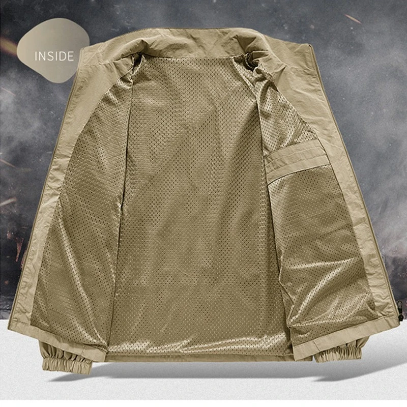 Autumn Breathable New Men's Jackets Outdoor Sports Loose Korean Casual Coat Man Stand Up Collar Classic Solid Color Windbreaker