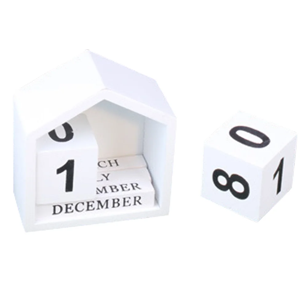 

Wooden Block For Desk Perpetual Desktop Calendar Reusable Day Month Display Tabletop Decoration Office Desk