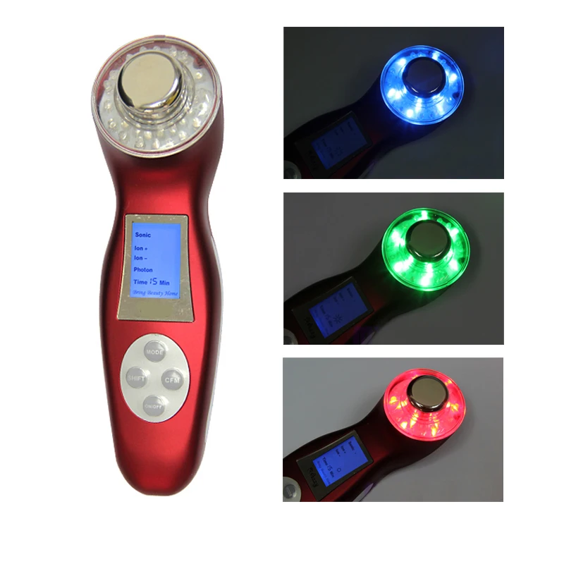 

3MHz Ultrasonic Facial Machine 3 Colors LED Photon Face Massager Galvanic Ion Therapy Ultrasound Vibration Skin Care Beauty Tool