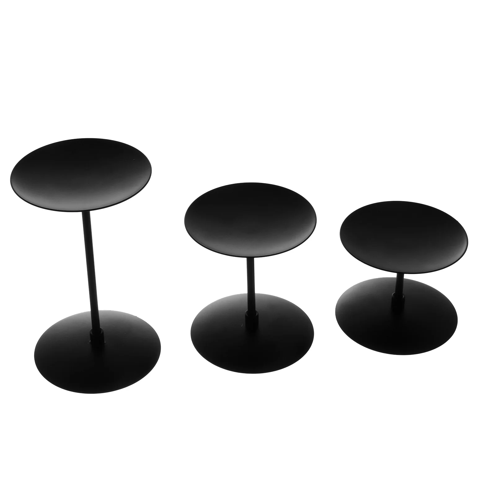

3pcs Iron Black Candleholder Modern Desktop Ornament For Home Wedding Party Decor Tealight Stand Display Tray