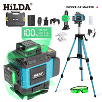 HILDA Laser Level 4D 16 Line 360 Self-leveling Horizontal Vertical Green Light Professional Tool with Remote Control & tripod