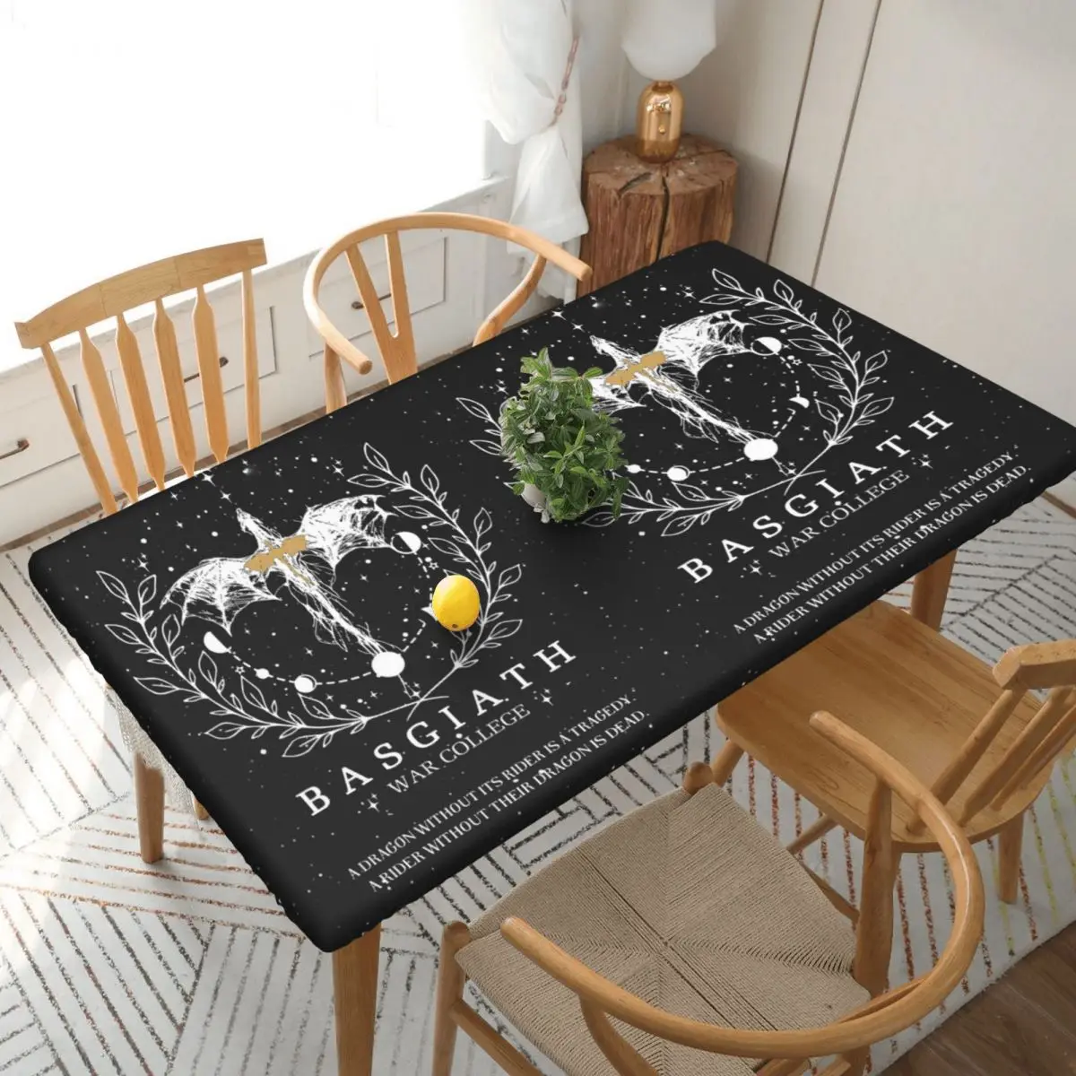 

Fourth Wing Basgiath War College Custom Rectangular Tablecloth Oilproof Table Cover for Dining Events Table Cloth