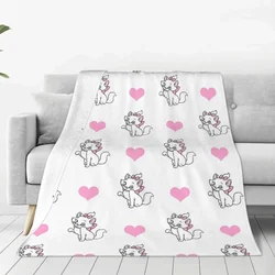 Cute Kitty Heart Marie Cat Aristocats Blanket Flannel Portable Super Soft Throw Blankets for Bed Couch Plush Thin Quilt