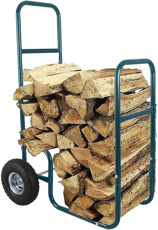 Outdoor Indoor Fireplace Log Storage Firewood Log Storage Rack Holder Firewood Rack With Wheels