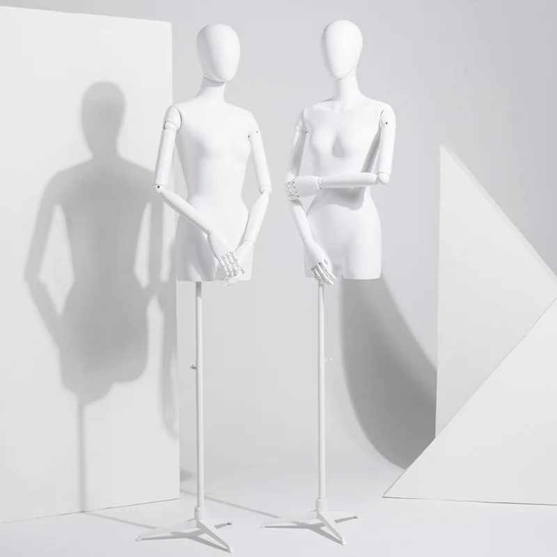 Vrouwelijke Witte Half-Body Mannequin Rekwisieten Voor Kledingwinkel Display Frame Damesjurk Raam Kleding Model Frame