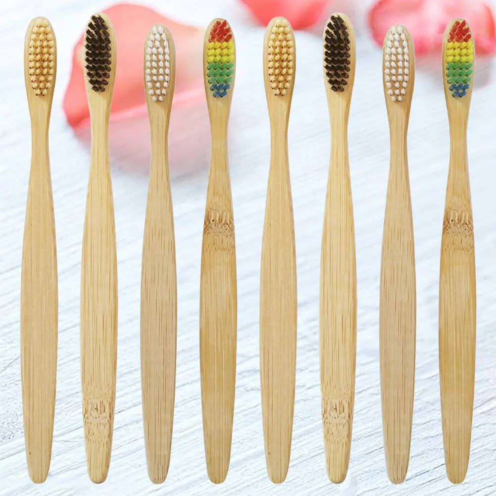 20Pcs Bamboo Toothbrush Adult Eco Friendly Biodegradable Toothbrushes Long Handle Soft Bristle for Oral Health Travel
