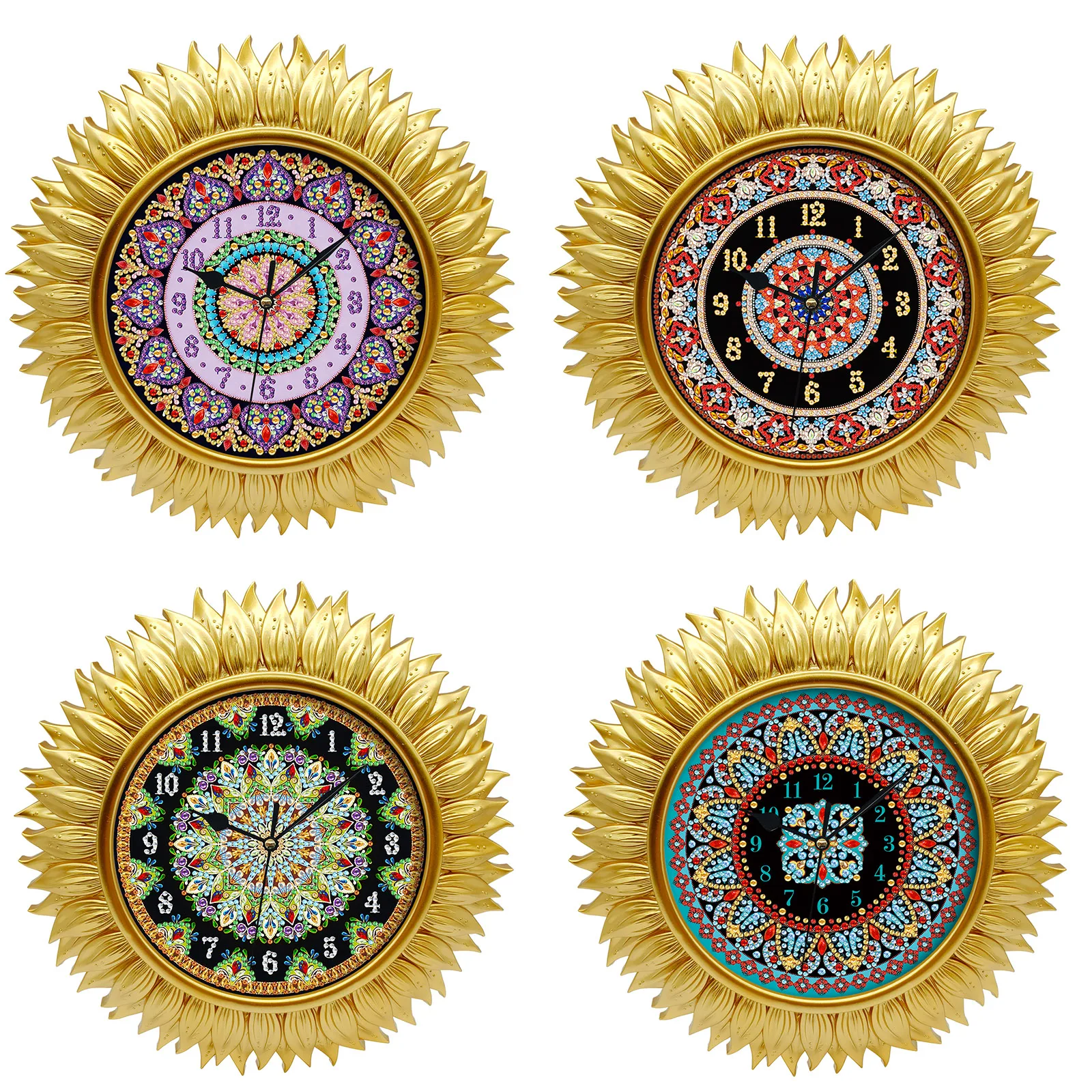 Diamond Painted Gold Watch New Mandala Flower Watch Home Decoration DIY Diamond Embroidered Wall Clock Festival Gift