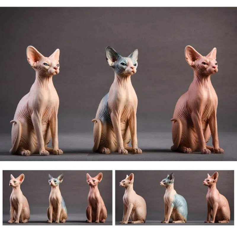 Figurka kota bezwłosego kanadyjskiego w skali 1/6, model zwierzęcia, statuetka, symulacja, żywica, ozdoba, kolekcja.