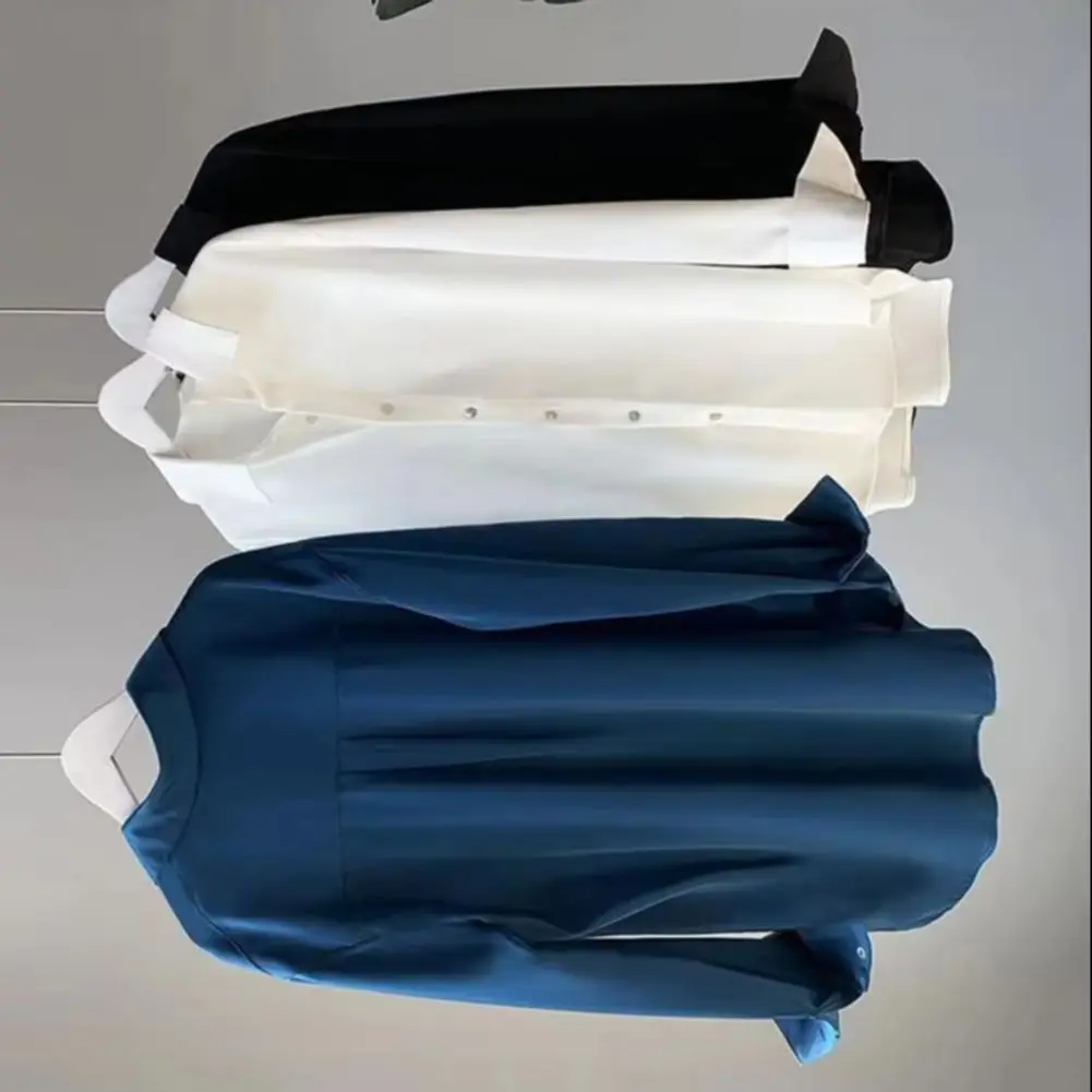 

2025 Impermeable Women Shirt Fashion Lapel Long Sleeve Buttons Casual Shirt Solid Color Commuter Style Blouse Lady Cardigan