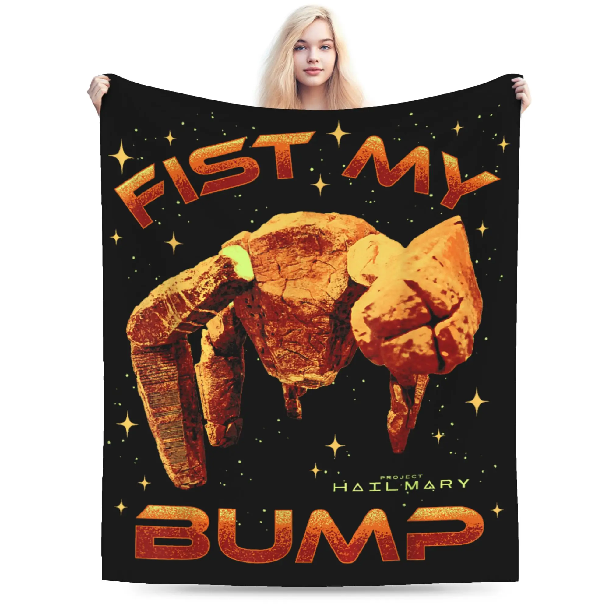 Project Hail Mary Fist My Bump Rockys The Alien Poster Blanket Fleece Super Warm Throw Blankets for Bedding Bedroom Quilt