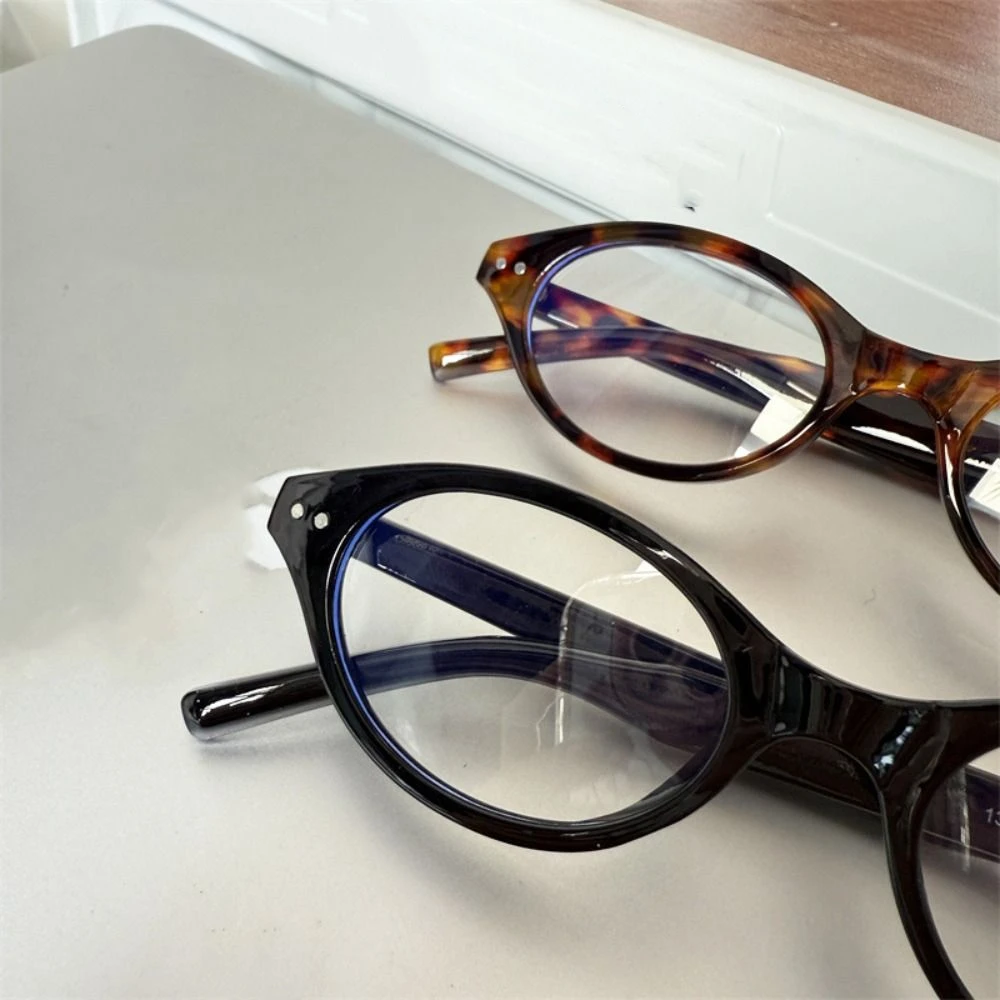 

Optical Myopia Oval Frame Glasses Round Frame Anti Blue Light Flat Spectacle Glasses PC Y2k Leopard Pattern Glasses All-match