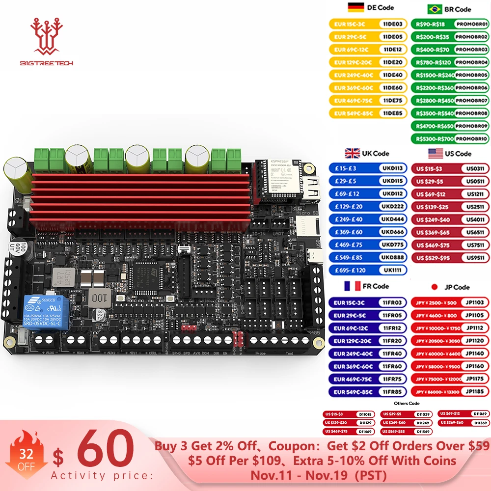 BIGTREETECH Scylla Moederbord 550 MHz 32Bit ARM Cortex-M7 CNC Control Board Onboard 4 TMC2160 Drivers PWM/RS485 Upgrades Voor RRF