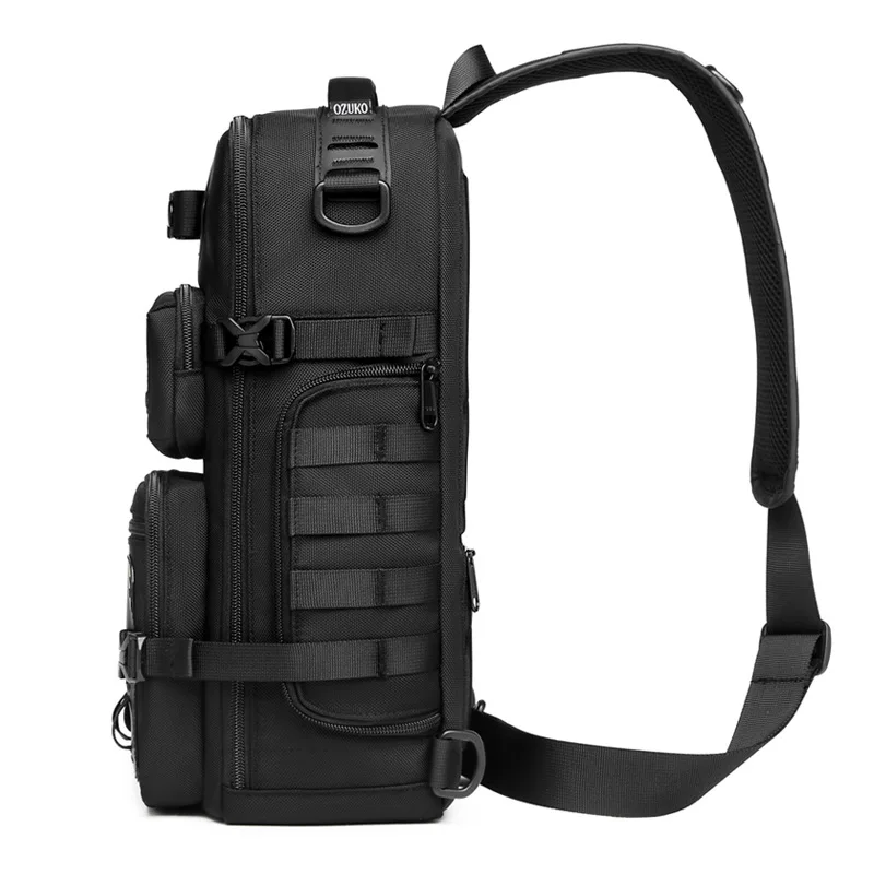 Ozuko Men\'s Chest Bag Outdoor Tactical One Shoulder Crossbody Bag High Capacity Waterproof Sports Bag For Man