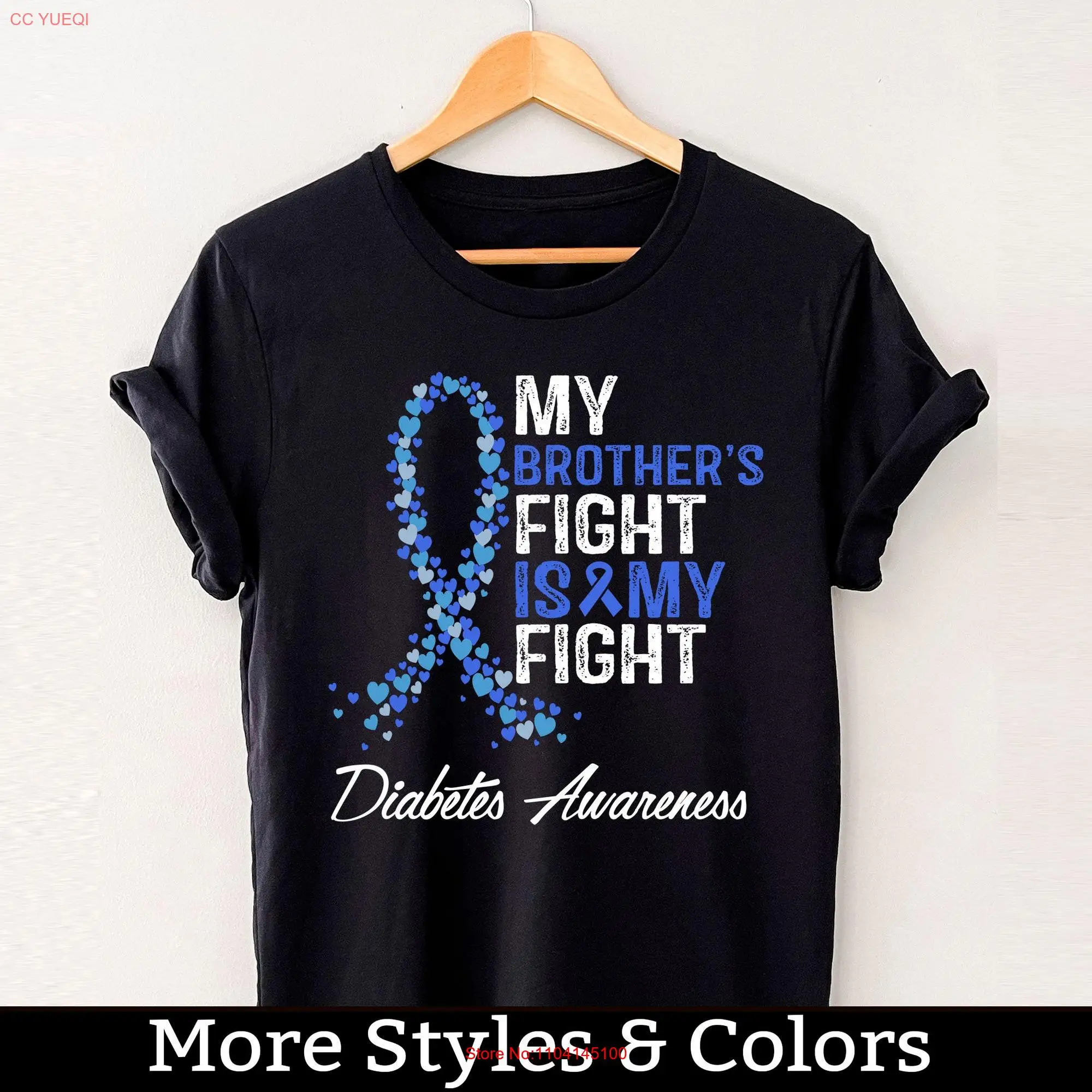 Diabetes Awareness T Shirt Type 1 T1D One My Brother's Fight Is long or short sleeves