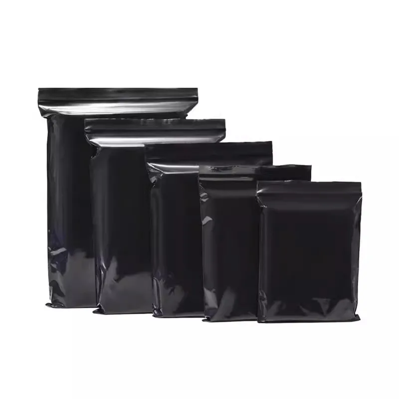 

INPLUSTOP Thickened Dark Black Resealable Zipper Lock Bag Self Sealing Poly Electronics Storage Pouches Portable Zip Lock Bags