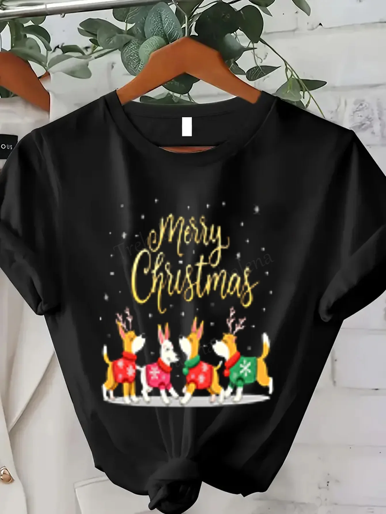 T-shirt da donna T-shirt sexy da donna con stampa di renne di Buon Natale