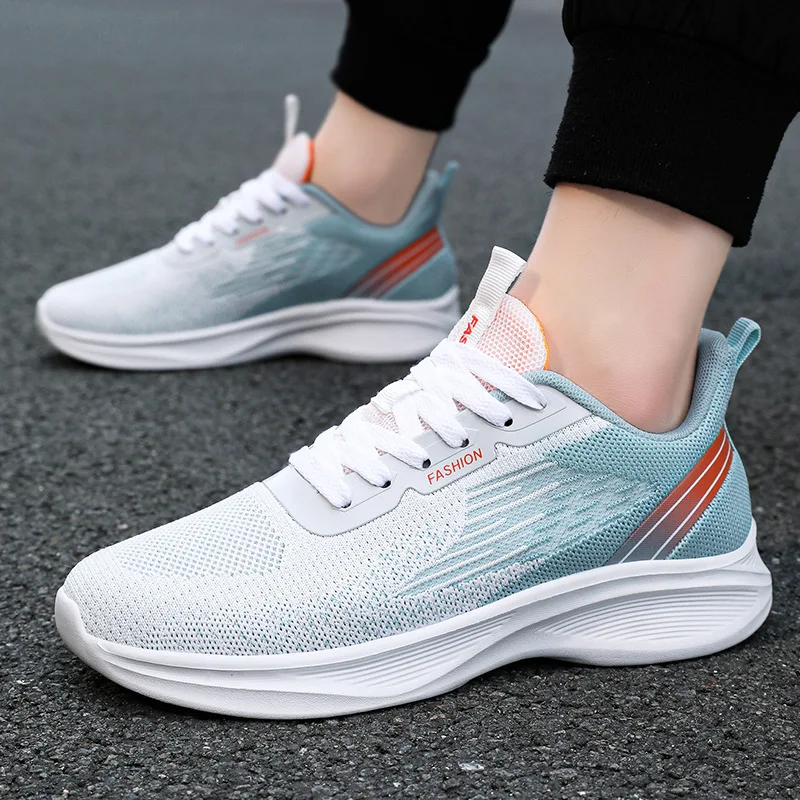 2024 Men's Shoes Spring fashion 2024 lace-up Soft sole sports single shoes flying woven Casual style men's Running shoes sneaker