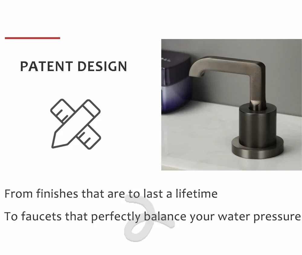 Bagnolux Gun Grey Deck Mounted Widespread Bathroom Above Counter Basin Faucet Dual Holder Three-hole Mixer And Cold Water Taps view 3
