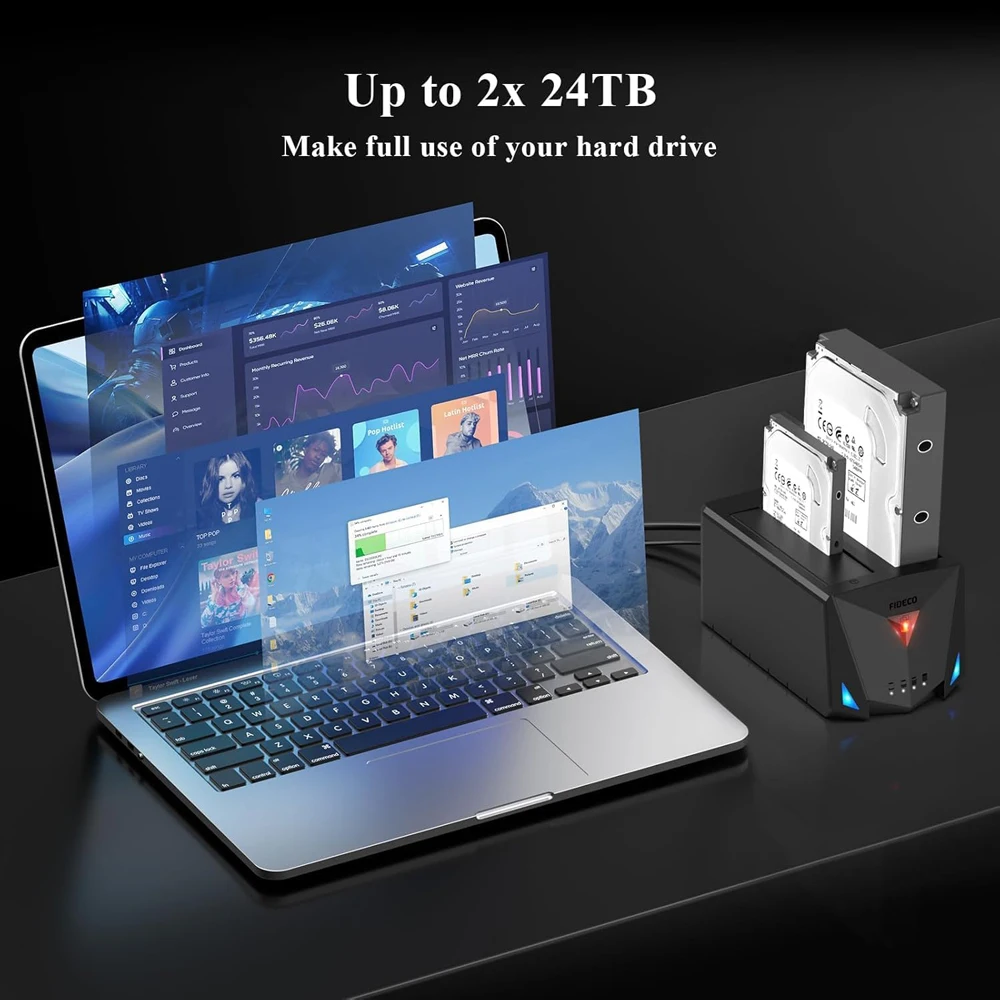 FIDECO Hard Drive Docking Station for 2.5 or 3.5 inch SATA HDD SSD Hard Drive Dock with HOffline Clone Function Support UASP view 6