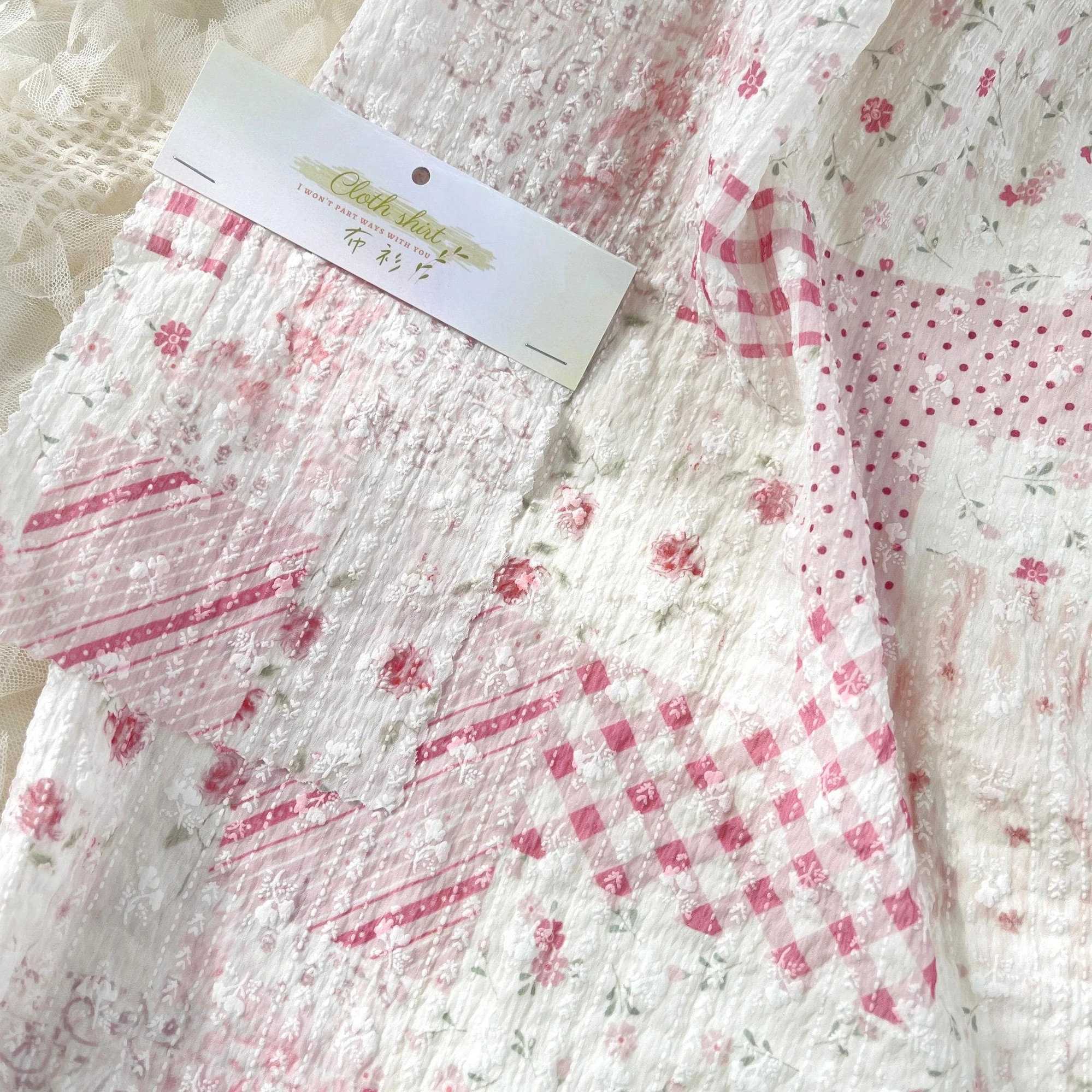 

50x150cm INS Korean Sweet Embossed Chiffon Fabric For DIY Sewing Patchwork Quilting Women Dress Table Cloth Hair Tie