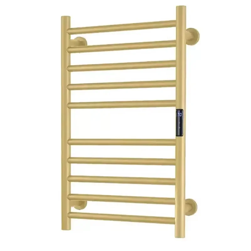 

Brushed Gold Electric Fast Heating Hot Towel Warmer Heated Towel Rack with Timer and Temperature Display