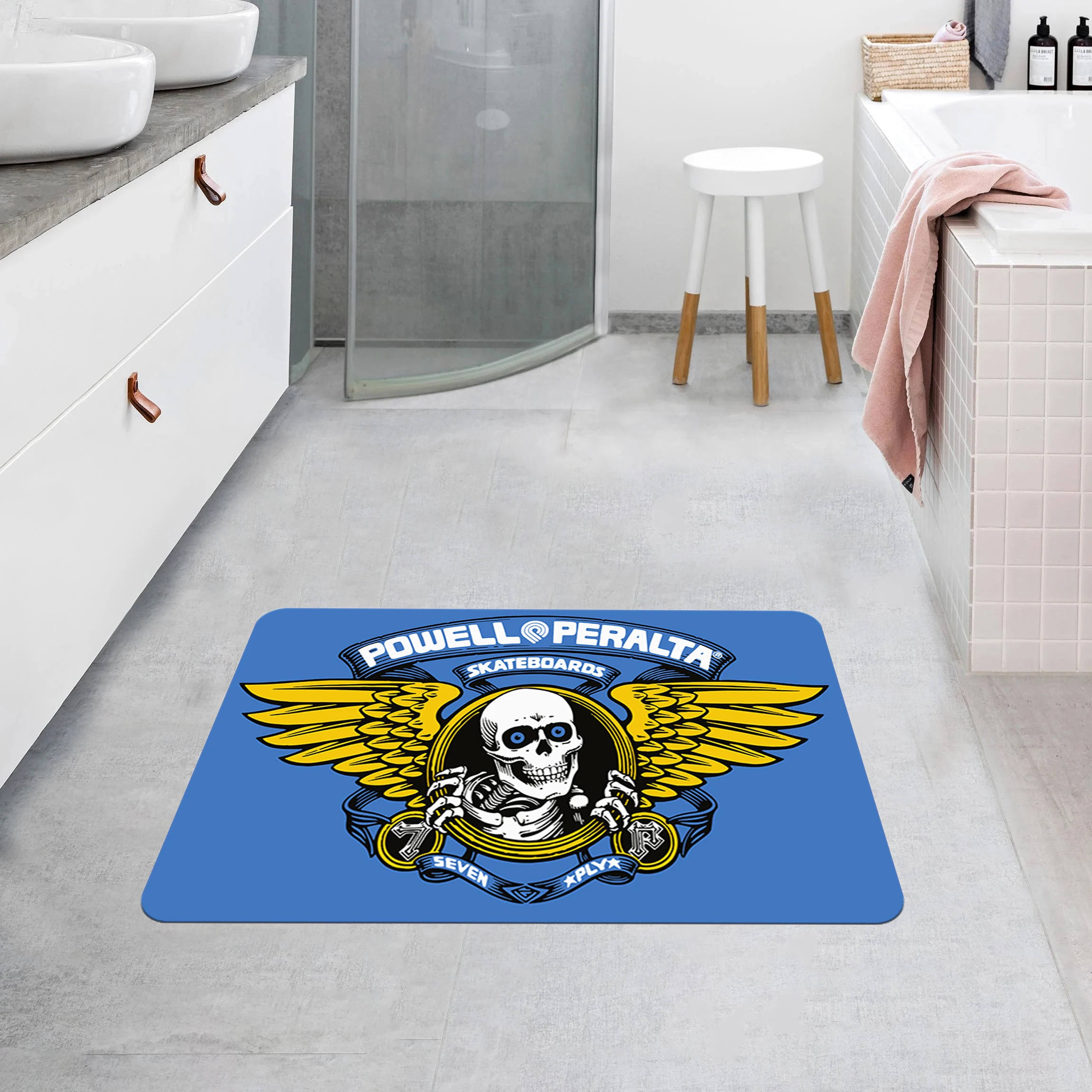 1pc,P-Powell Skull Room Carpet, Very Suitable For Bedrooms, Sofas, Doormats, Decorative Rugs, Non-Slip Floor Mats