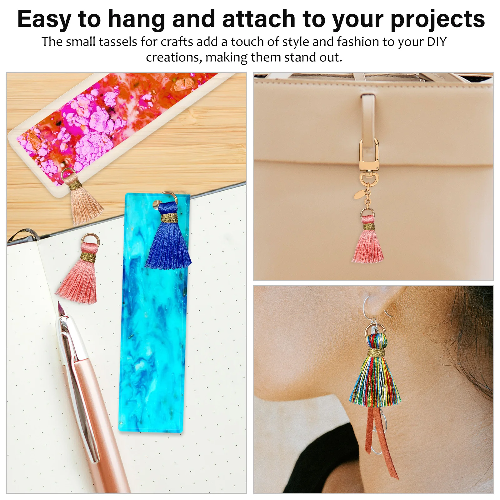 

50Pcs Tassels Mini Small Size Handmade Ornaments Tassels for Crafts Jewelry Making Keychain Decorations Mini Charms