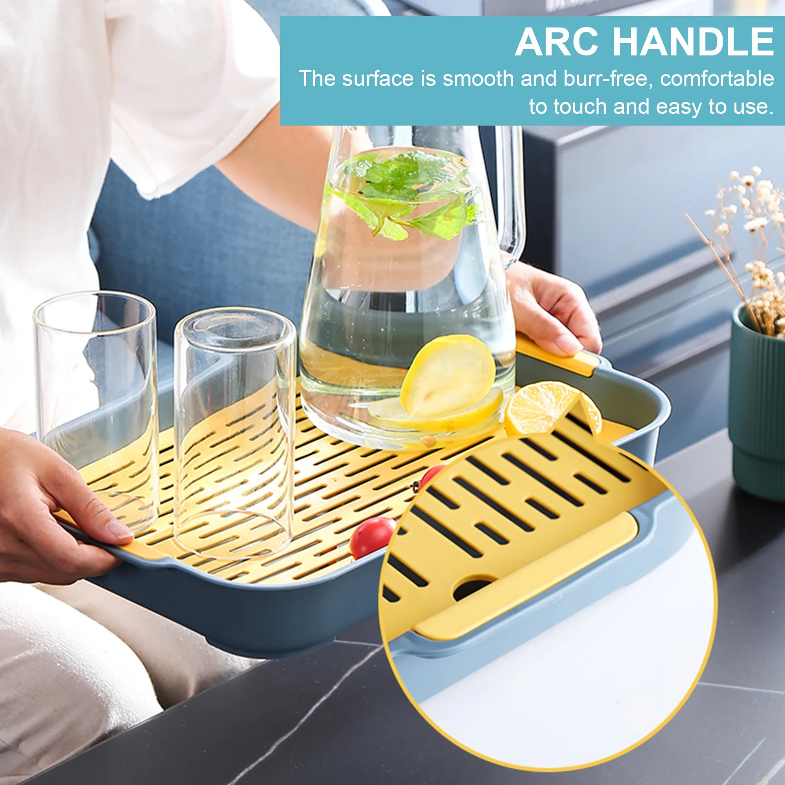 

1 pc 2 Layer PP Kitchen Tray Easy Clean Portable Bowl Kitchen Filter Trays Drainer Drain Board Storage