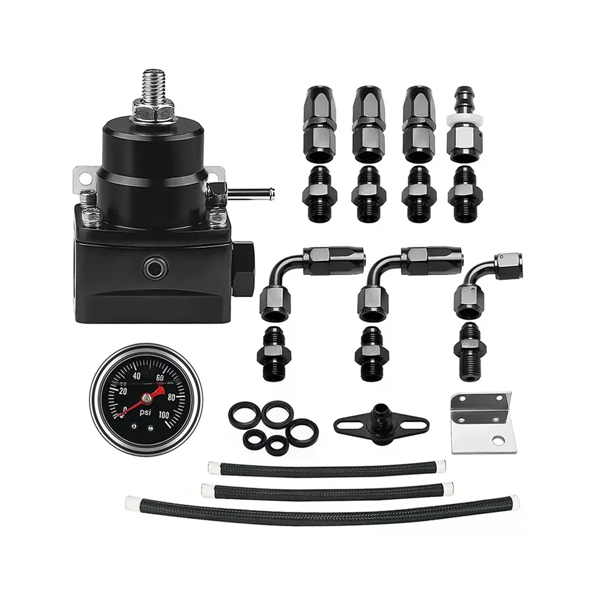 Adjustable Fuel Pressure Regulator Kit Oil 0-100psi Gauge -6AN