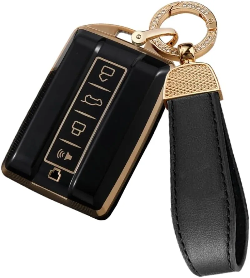 

TPU Car Key Fob Cover Case Fit for Great Wall GWM WEY Tank 300 500 Smart Key Holder Shell Bag Keychain 4 Buttons Black