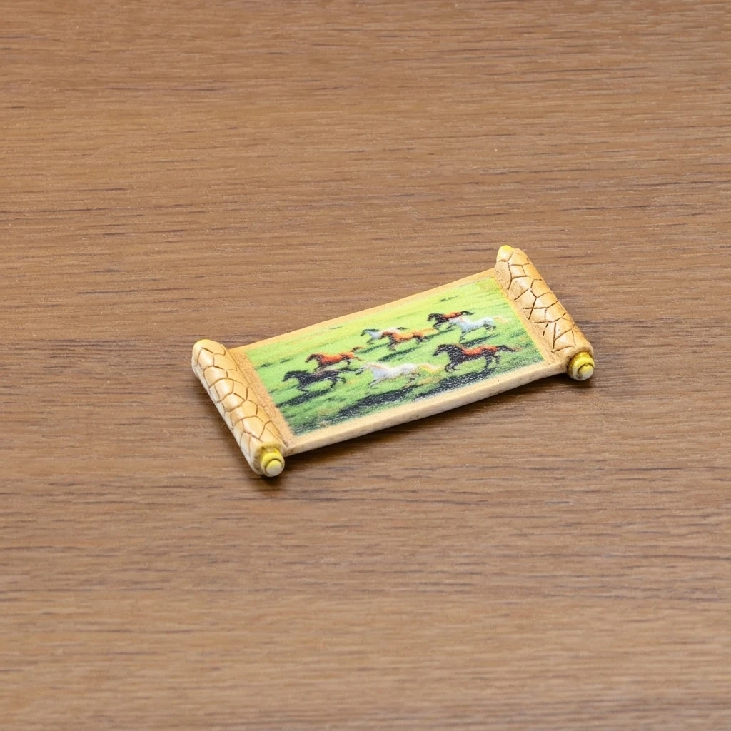 1Pcs Miniature Scroll Painting ABS Resin for 1:12 Scale Decor Vintage Art Ornament DIY Craft Room Accessories