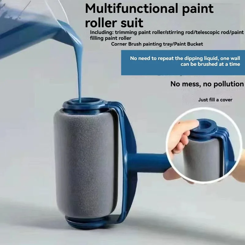 Self-Priming Paint Brush Roller for Walls, PP Sponge Velvet, Reusable Latex Paint Tool for Home Renovation