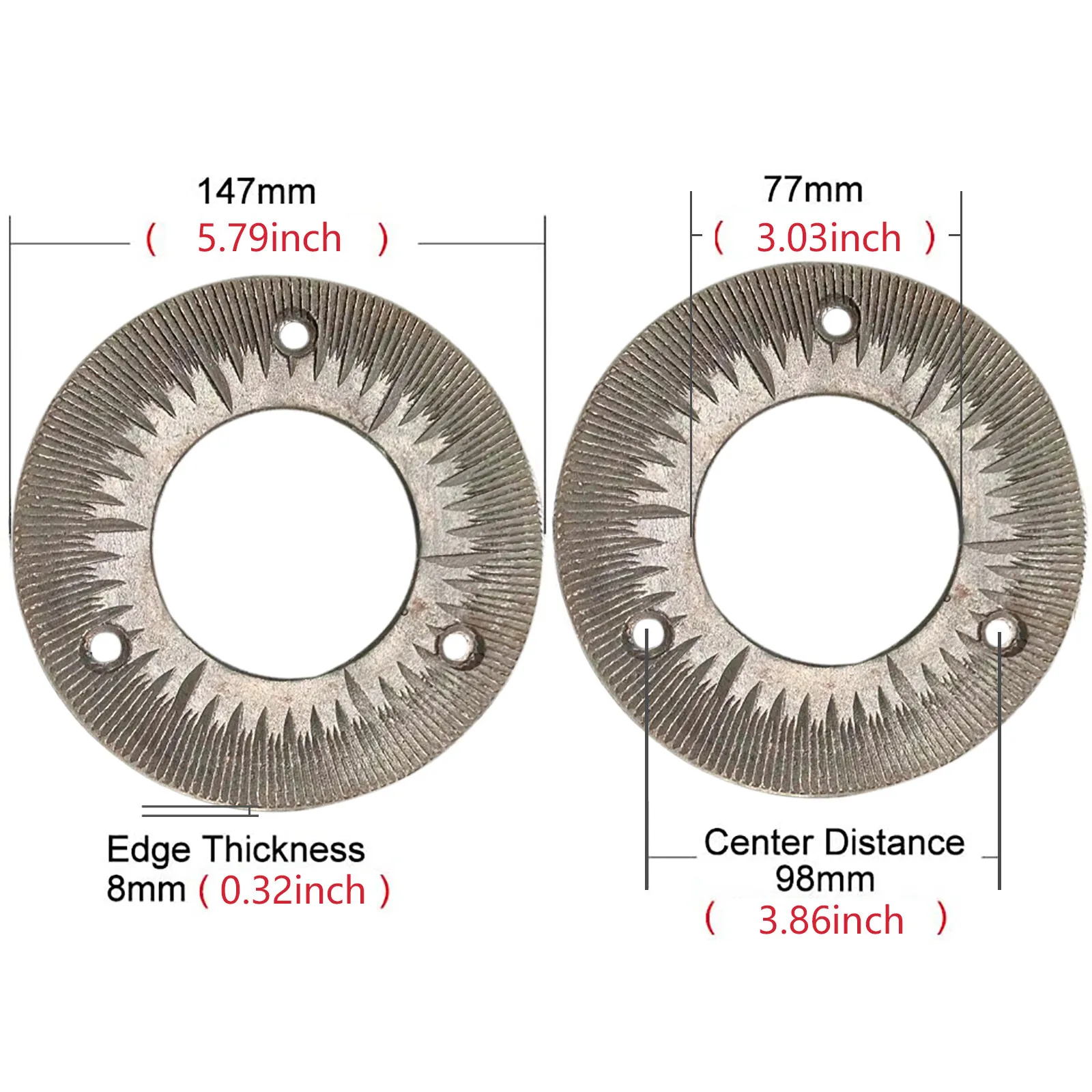 

2 Grinding Discs 15cm for 3000W 110V Electric Grain Mill Feed Mill Dry Grinder