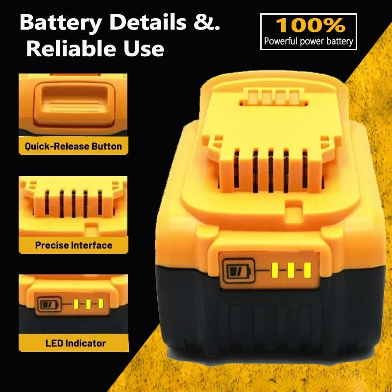 voor originele Dewalt batterij, 20V, 8AH, oplaadbare lithium-ion batterij, Dewalt, DCB118,DCB115, snel opladen, Dewalt gereedschapsbatterij