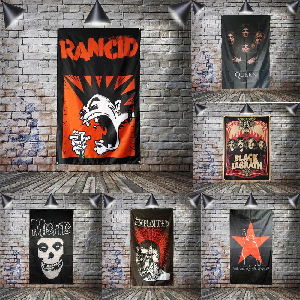 Music Rock Flag Punk Rock Hardcore Metal Banner Home Decoration Hanging Flag 4 Gromments In Corners 3*5FT 150*90CM